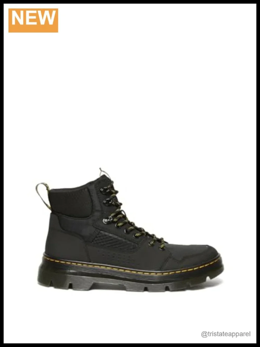 Vegan Leather Unisex Ankle Boots with Yellow Stitching
